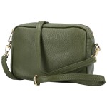 Módní dámská kožená crossbody kabelka Elpida, tmavě zelená