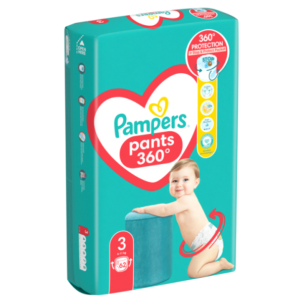 Pampers Pants Plenkové Kalhotky Velikost 3, 62 Kusů, 6kg-11kg