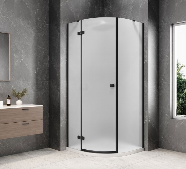 POLYSAN - GLOBE BLACK čtvrtkruhový sprchový kout 800x800, matné sklo, levé GB2680MLB