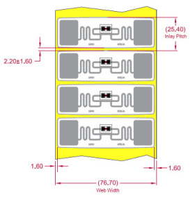 UHF RFID tag, ALN-9862-WRW Short Higgs-EC, 73.5mm x 20.2mm, nálepka