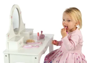 TIDLO Dřevěný kosmetický stolek bílý
