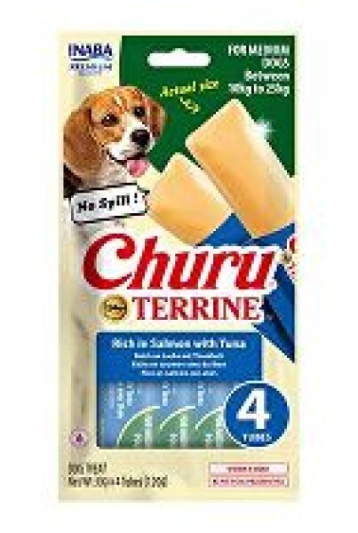 Churu Dog Terrine losos s tuňákem plemena M 4x30g
