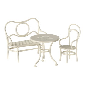 Maileg Kovový nábytek Café set pro zvířátka Maileg Off White, krémová barva, kov