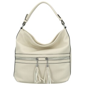 Trendy dámská koženková kabelka na rameno Birgit, krémová