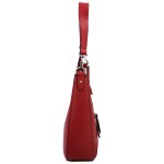Elegantní dámská kožená kabelka přes rameno Priff, červená