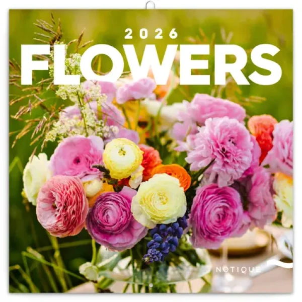 NOTIQUE Poznámkový kalendář Květiny 2026 - Východní / 30 x 30 cm (PGP-35158-V)