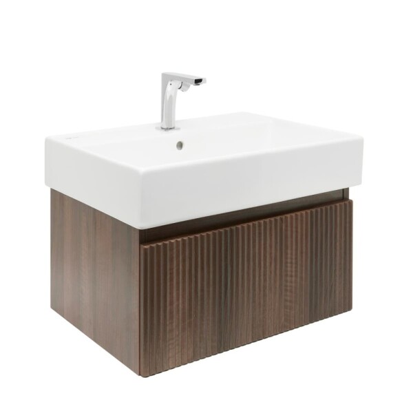 Koupelnová skříňka s baterií a umyvadlem SAT Evolution 1 58x30x44,8 cm ořech mat SATEVO60NAU2BA SATEVO60NAU2BA