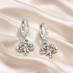 Stříbrné náušnice Strom života - stříbro 925/1000, Barevná/více barev