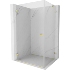 MEXEN/S - Lunar-B sprchový kout dveře křídlové levá 85 x 80, transparent, zlato kartáčovaná 832-085-080-55-00-L