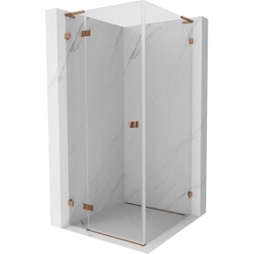MEXEN/S - Lunar L sprchový kout dveře křídlové levá 70 x 70, transparent, růžové zlato 834L-070-070-60-00-L