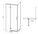 CERSANIT - JOTA rohový sprchový kout - (80x80X195) průhledné sklo - chrom, LEVÝ S160-005