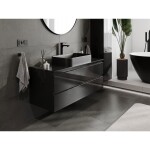 MEXEN/S - Orio koupelnová skříňka pod umyvadlo 120 cm s deskou, 2 zásuvky, černá lesk 91A10-12047-2-BFFC70