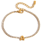 ELENYS Initial A – pozlacený náramek 18K žluté zlato Délka náramku: 16+5 cm / max. 21 cm