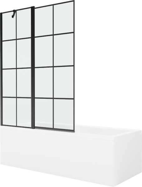 MEXEN/S - Cubik obdélníková vana 170 x 70 cm s panelem + vanová zástěna 120 cm, černá vzor 550317070X9412117077