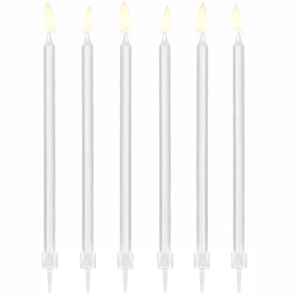PartyDeco Svíčky bílé 14 cm 12 ks
