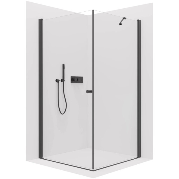 CERANO - Sprchový kout Antelo L/P - 6 mm - černá matná, transparentní sklo - 90x70x190 - otočný CER-8050BD7502