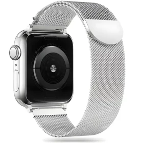 Tech-Protect MilaneseBand stříbrná / Řemínek milánský tah / pro Apple Watch Series 4-9, SE, Ultra 1 a 2 / 42/44/45/49 mm