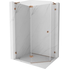 MEXEN/S - Lunar L sprchový kout pětiboký křídlový levá 100 x 90, transparent, růžové zlato 831L-100L-090P-60-00-L