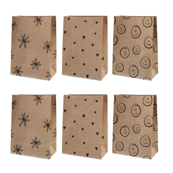 Eulenschnitt Papírový sáček Illustrations 21 × 15 cm – set 6 ks, hnědá barva, přírodní barva, papír