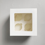 Cake star Bílá krabice s průhledným víkem na 4ks muffinů