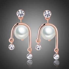 Náušnice s perlou a Swarovski krystaly Barbara, Bílá/čirá