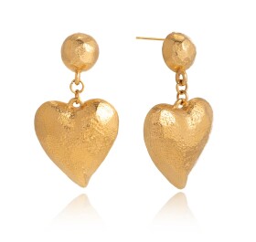 ELENYS Golden Heart – pozlacené náušnice 18K žluté zlato