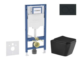 GEBERIT - Duofix Set předstěnové instalace, klozetu Arkas I a sedátka softclose, tlačítko Sigma20, matná černá/černá SANI11CA5510