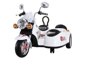 Mamido Dětská elektrická motorka Chopper s postranním vozíkem bílá