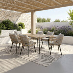 Stůl zahradní 160x95x74, kov s umělým ratanem, deska polywood