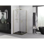MEXEN - Exo čtvercový posuvný sprchový kout 95 x 95, transparent, zlato 8111-095-095-50-00