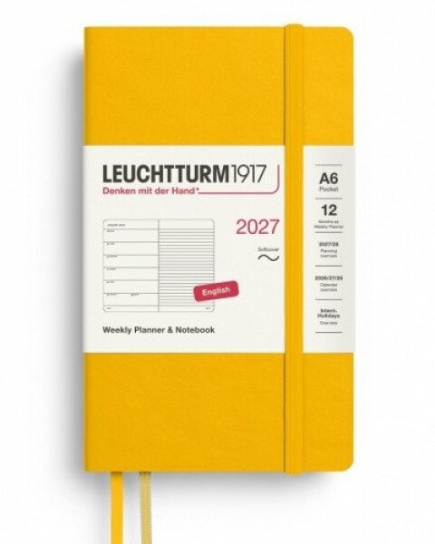 Týdenní plánovač Zápisník Sunflower, Pocket A6 2027, Softcover, anglicky