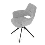 Židle jídelní, šedá látka, 360° vratný mechanismus, černý kov