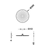 TRES hlavová sprcha černá mat 300 mm SLIM 134315010NM TG 134315010NM