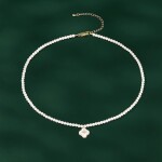 Choker perlový náhrdelník Léonie - perleťový květ, Zlatá Bílá 37 cm + 6 cm (prodloužení)
