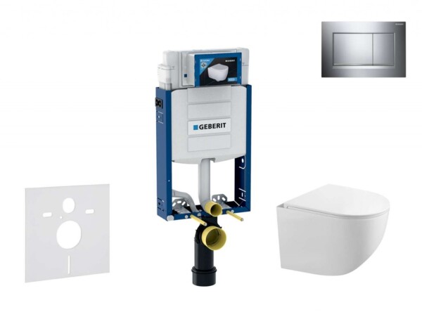 GEBERIT - Kombifix Set předstěnové instalace, klozetu Gaia a sedátka softclose, tlačítko Sigma30, chrom/chrom mat SANI15CA1119