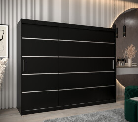 Šatní skříň Abi V1 Barva korpusu: Černá, Rozměry: 250 cm, Dveře: Černá