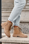 Ocieplené semišové dámské botky traperky béžové Jailina 36
