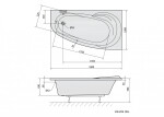 POLYSAN - NAOS R asymetrická vana 180x100x43cm, bílá 47111