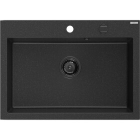 MEXEN/S - Elix granitový dřez 1-miska 700 x 500 mm, černá/stříbrná metalik, sifon černá 6526701005-73-B