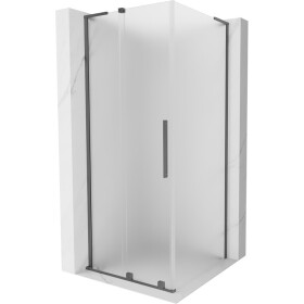 MEXEN/S - Velar L sprchový kout, posuvné dveře 100 x 100, dekor, grafit metal 871-100-100-33-95