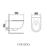 CERANO - WC závěsné Felci, Vortex - vírové splachování + Slim/SoftClose sedátko - černá matná - 55,5x36 CER-680366
