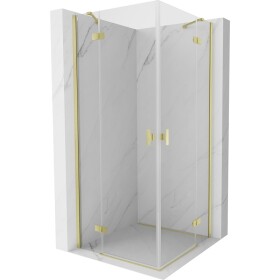 MEXEN/S - Mist H Duo sprchový kout dveře křídlové 120 x 120, transparent, zlato kartáčovaná 8A5-120L-120P-55-00