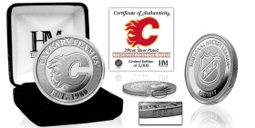 Highland Mint Mince Calgary Flames NHL Team Silver Commemorative Coin 39mm
