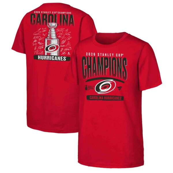 Fanatics Dětské tričko Carolina Hurricanes NHL 2026 Stanley Cup Champions Signature Roster Velikost: Dětské M (9 - 11 let)