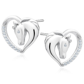 LUNICA Stříbrné náušnice KŮŇ V SRDCI 0219