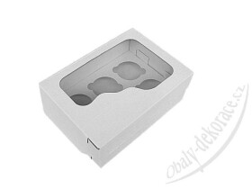 Dortisimo Bílá krabice s průhledným víkem a s vložkou na 6 ks muffinů (25,5 x 18 x 10 cm)