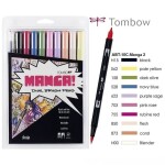 Tombow, ABT-10C-MANGA2, ABT Dual Brush pen, oboustranné popisovače, Manga set Shojo, 10 ks