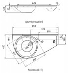 RAVAK - Avocado Umyvadlo 85x45 cm, s přepadem, s otvorem pro baterii, odkládací plocha vpravo, bílá XJ1P1100000