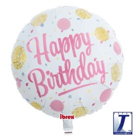 Balónek Happy Birthday růžovo-zlatý 35 cm Balónek Happy Birthday růžovo-zlatý 35 cm