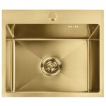 REA - Ocelový dřez Leo 50 BRUSH GOLD s kuchyňskou baterií KPL-96004